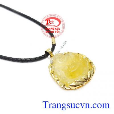 Mặt dây thạch anh thiên nhiên bọc vàng tây 14k