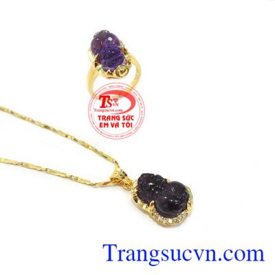 Bộ trang sức tỳ hưu thạch anh tím