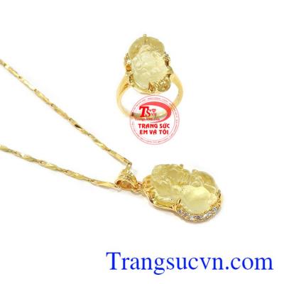 Bộ trang sức tỳ hưu thạch anh vàng