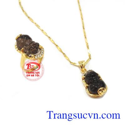 Bộ trang sức tỳ hưu thạch anh khói