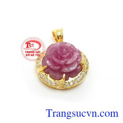 Mặt dây chuyền Ruby bọc vàng 14k tinh tế thời trang