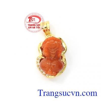 Mặt Tỳ Hưu Vàng Cát Khí ngọc cẩm thạch bọc vàng 14k sang trọng, bền đẹp