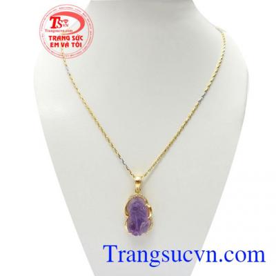 Bộ Dây Chuyền Tỳ Hưu Thịnh Vượng kết hợp giữa dây chuyền vàng nữ 10k và mặt dây Tỳ Hưu thạch anh tím sang trọng, đẳng cấp và hợp phong thủy