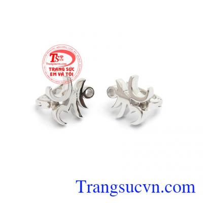 Hoa tai vàng trắng xinh xắn thời trang