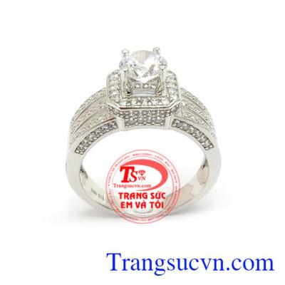 Nhẫn Nữ Vàng Trắng Phong Cách vàng 10k bền đẹp, chất lượng