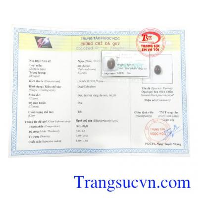 Giấy kiểm định Opal Quý Đen Thiên Nhiên
