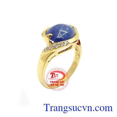 Nhẫn Nữ Sapphire Hưng Thịnh vàng 14k, nhẫn nữ vàng tây gắn đá Sapphire thiên nhiên chất lượng cao, đeo hợp thời trang và phong thủy