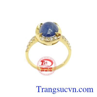 Nhẫn Nữ Vàng Sapphire Quyền Lực vàng 14k bền đẹp, chất lượng, nhẫn nữ gắn đá Sapphire thiên nhiên