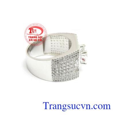 Nhẫn Nam Vàng 14k Đẳng Cấp đính đá phong cách