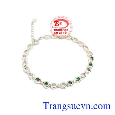 Lắc Tay Bạc Đính Đá Dịu Dàng bạc 92.5 kiểu dáng đẹp, mẫu mã độc đáo