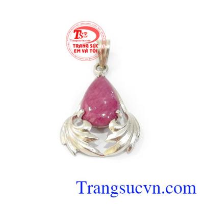 Mặt dây chuyền nữ bạc gắn Ruby thiên nhiên tinh xảo