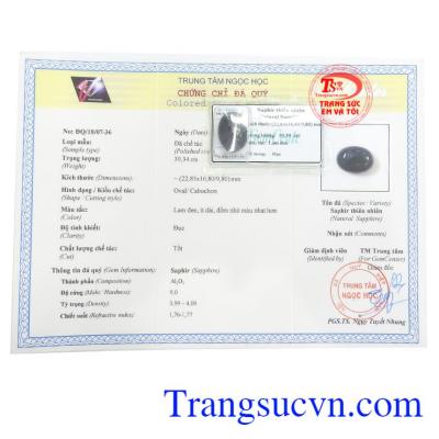 Giấy kiểm định Sapphire Thiên Nhiên Ép Vỉ Thịnh Vượng