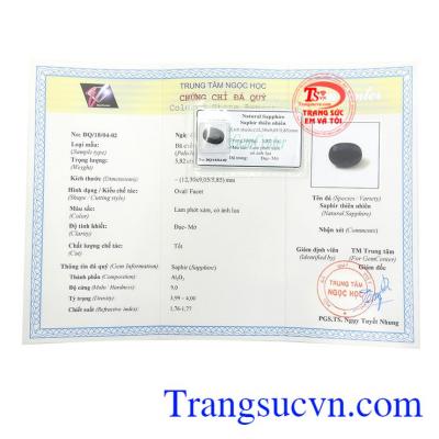 Giấy kiểm định Viên Sapphire Phong Thủy An Nhiên