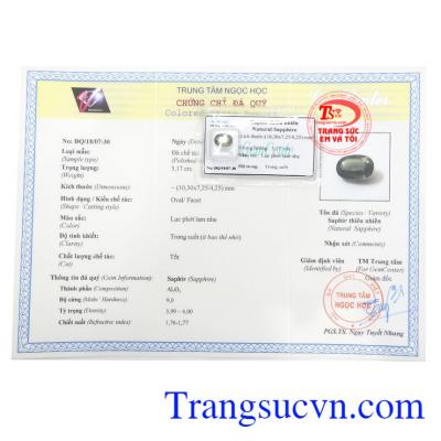Giấy kiểm định Sapphire Ép Vỉ Hưng Vượng