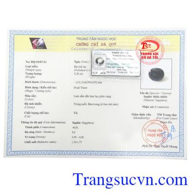 Giấy kiểm định Viên Sapphire Thiên Nhiên Cao Cấp