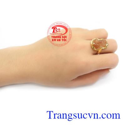 Nhẫn vàng Tỳ hưu thạch anh tóc cao cấp