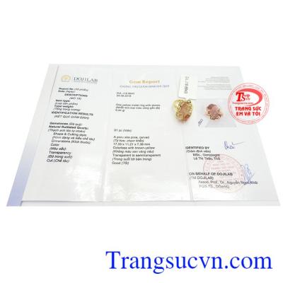 Giấy kiểm định Nhẫn Tỳ Hưu Thạch Anh Tài Lộc