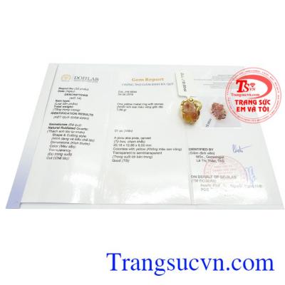 Giấy kiểm định Nhẫn Nữ Tỳ Hưu Thạch Anh Hưng Thịnh