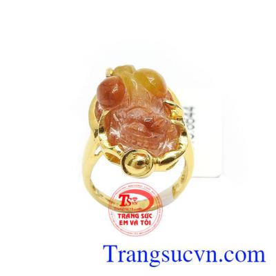 Nhẫn Nữ Tỳ Hưu Thạch Anh Hưng Thịnh vàng 14k bền đẹp, chất lượng