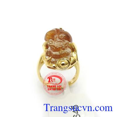 Nhẫn nữ Tỳ hưu thạch anh tóc thiên nhiên cao cấp