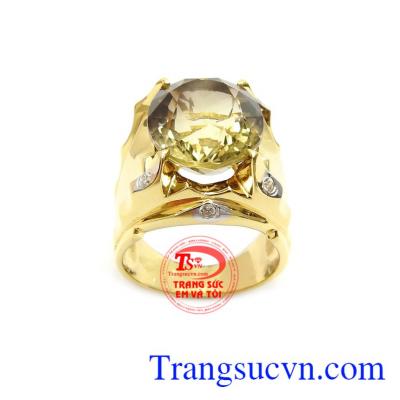 Nhẫn Nam Thạch Anh Khói Cao Cấp thời trang