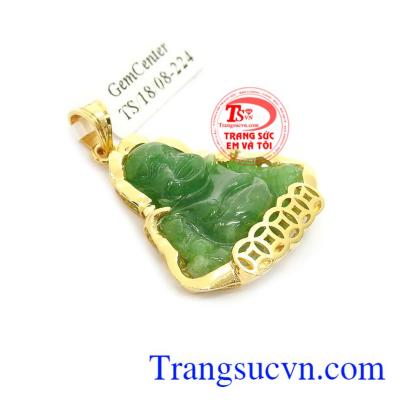 Mặt Dây Di Lặc Phỉ Thúy Bình An bọc vàng 14k bền đẹp, sang trọng
