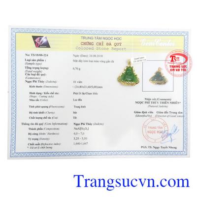 Giấy kiểm định Mặt Dây Di Lặc Phỉ Thúy Bình An