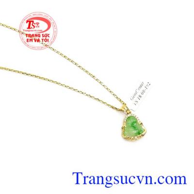 Mặt Di Lặc Phỉ Thúy Thiên Nhiên bọc vàng 14k bền đẹp, thời trang