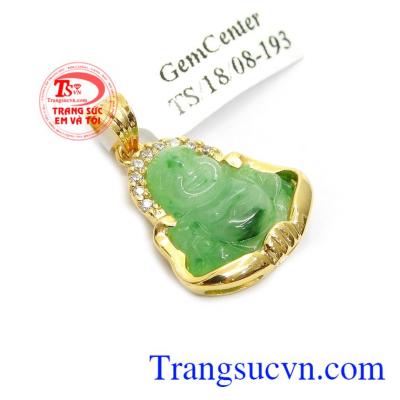 Mặt Di Lặc Phỉ Thúy Tài Lộc bọc vàng 14k sang trọng, đẳng cấp