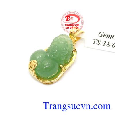Mặt Dây Tỳ Hưu Aventurine Tài Lộc chạm khắc tinh xảo, đeo hợp nhiều loại dây chuyền khác nhau