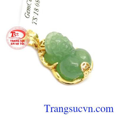 Mặt Dây Tỳ Hưu Aventurine Tài Lộc bọc vàng 14k bền đẹp, sang trọng