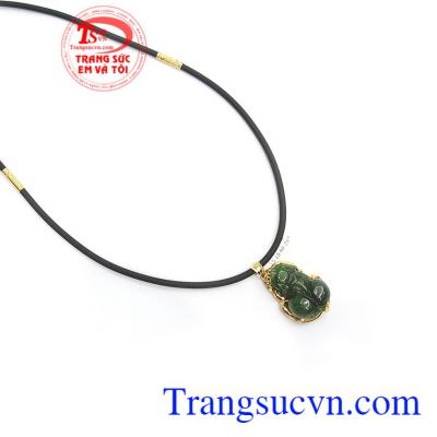 Mặt Tỳ Hưu Cẩm Thạch May Mắn bọc vàng 14k bền đẹp, sang trọng, chạm khắc tinh xảo