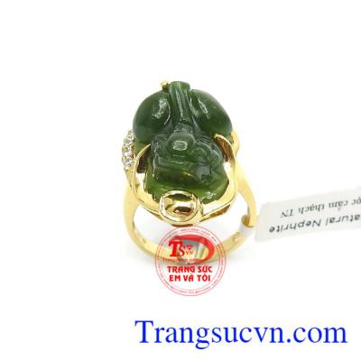 Nhẫn Tỳ hưu cẩm thạch thiên nhiên cao cấp