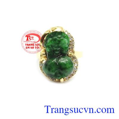 Nhẫn Nữ Tỳ Hưu Phỉ Thúy Chiêu Tài vàng 14k bền đẹp