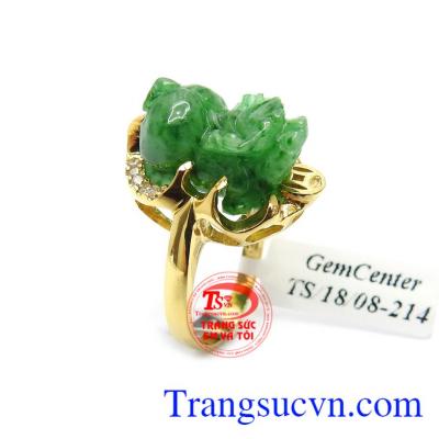 Nhẫn Tỳ Hưu Phỉ Thúy Thịnh Vượng vàng 14k bền đẹp, chất lượng