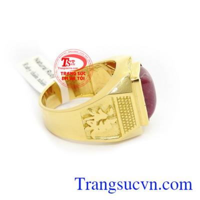 Nhẫn Nam Ruby May Mắn chế tác tinh xảo phù hợp phong cách thời trang phái mạnh