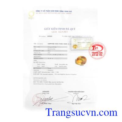 Giấy kiểm định Viên Sapphire vàng 10 ct