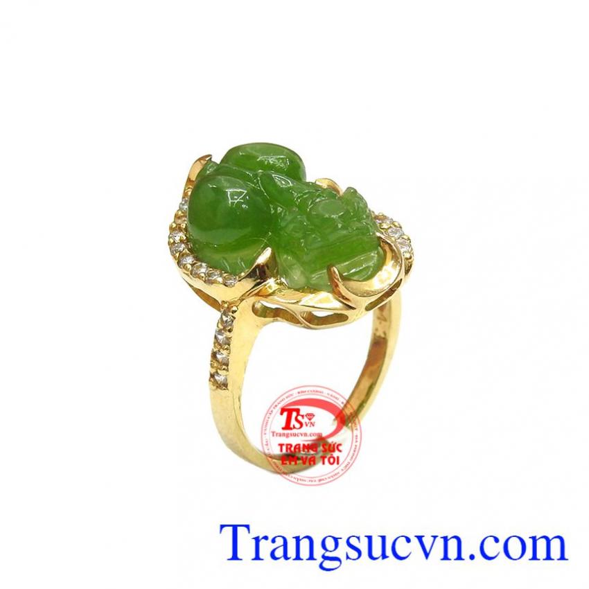 Nhẫn tỳ hưu cẩm thạch thiên nhiên đẹp
