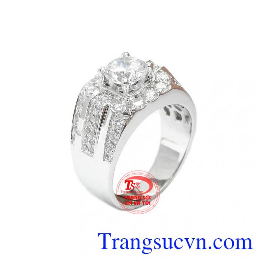 Nhẫn nam lịch lãm vàng trắng 14k 