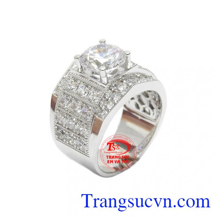 Nhẫn nam đẳng cấp vàng trắng 14k 