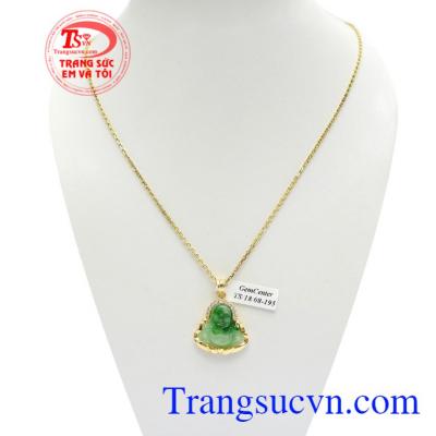 Bộ Dây Nữ Di Lặc Hoan Hỉ kết hợp dây chuyền 10k và mặt dây phật Di lặc phỉ thúy thiên nhiên sang trọng, tinh xảo