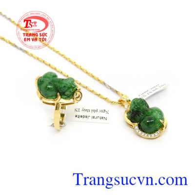 Bộ Dây Tỳ Hưu Ngậm Tiền Tài Lộc ngọc phỉ thúy thiên nhiên cao cấp