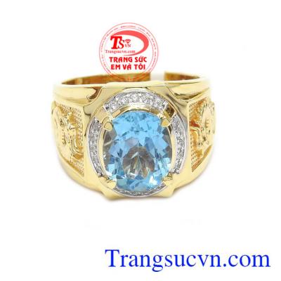 Nhẫn nam topaz quyền lực mang vẻ đẹp sang trọng, thời trang