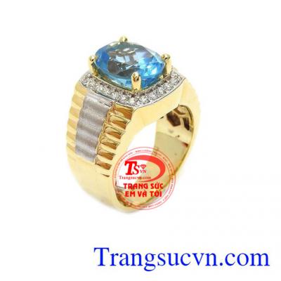 Nhẫn nam topaz 14k may mắn