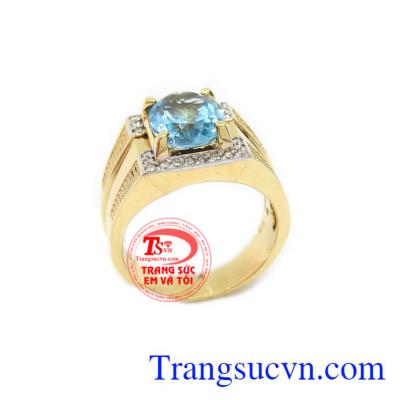 Nhẫn nam đá topaz thiên nhiên