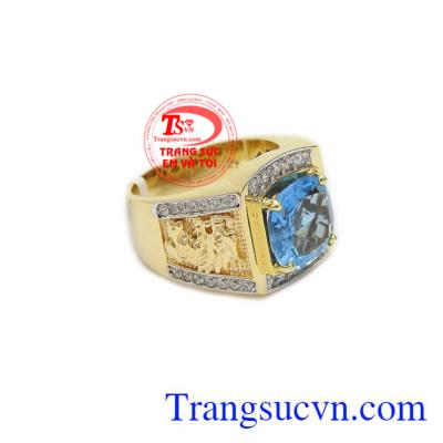 Nhẫn nam đá topaz thiên nhiên