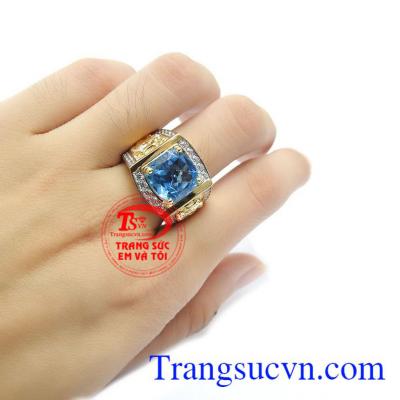 Nhẫn nam đá topaz thiên nhiên cao cấp mang ý nghĩa may mắn, hạnh phúc