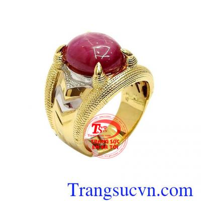 Nhẫn nam ruby 14k phong cách