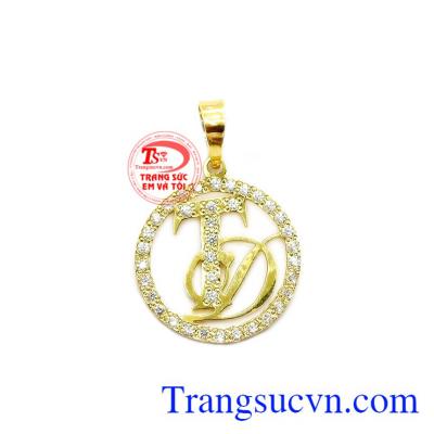 Mặt dây chuyền chữ TD vàng 18k