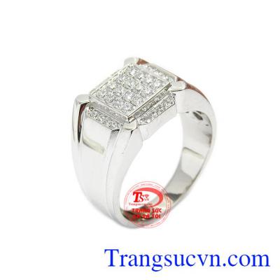 Nhẫn nam vàng trắng nam tinh tế 14k